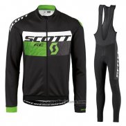 2016 Abbigliamento Ciclismo Scott Verde e Nero Manica Lunga e Salopette