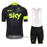 2016 Abbigliamento Ciclismo Sky Verde e Nero Manica Corta e Salopette