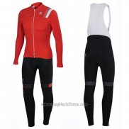 2016 Abbigliamento Ciclismo Sportful Bianco e Rosso Manica Lunga e Salopette