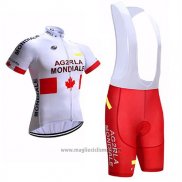 2017 Abbigliamento Ciclismo Ag2rla Mondiale Bianco Manica Corta e Salopette