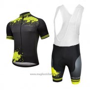 2017 Abbigliamento Ciclismo Aquadro Splash Nero e Giallo Manica Corta e Salopette