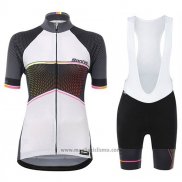 2017 Abbigliamento Ciclismo Donne Santini Stella Bianco Manica Corta e Salopette