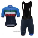 2017 Abbigliamento Ciclismo Italia Nero e Blu Manica Corta e Salopette