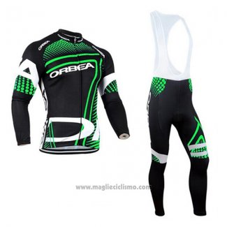 2017 Abbigliamento Ciclismo Orbea Verde e Nero Manica Lunga e Salopette