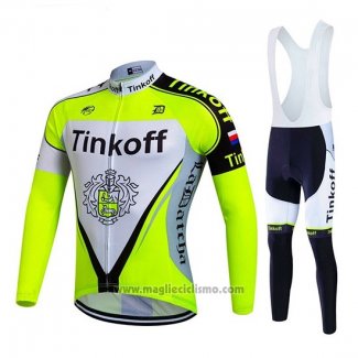 2017 Abbigliamento Ciclismo Tinkoff Aceso Verde Manica Lunga e Salopette