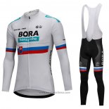 2018 Abbigliamento Ciclismo Bora Campione Slovacchia Bianco Manica Lunga e Salopette