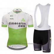 2018 Abbigliamento Ciclismo Dimension Data Bianco e Verde Manica Corta e Salopette