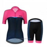 2018 Abbigliamento Ciclismo Donne Jokvie Rosa Spento Blu Manica Corta e Salopette