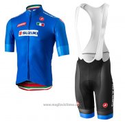 2018 Abbigliamento Ciclismo Italia Blu Manica Corta e Salopette(1)