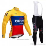 2018 Abbigliamento Ciclismo Quick Step Floors Giallo Blu Rosso Manica Lunga e Salopette