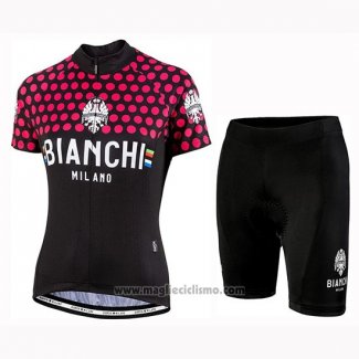 2019 Abbigliamento Ciclismo Donne Bianchi Dot Nero Rosso Manica Corta e Salopette