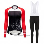 2019 Abbigliamento Ciclismo Donne Dirty Snow Rosso Bianco Nero Manica Lunga e Salopette