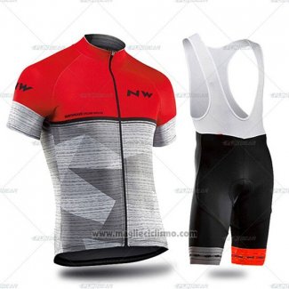 2019 Abbigliamento Ciclismo Northwave Grigio Rosso Manica Corta e Salopette