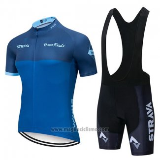 2019 Abbigliamento Ciclismo STRAVA Blu Manica Corta e Salopette