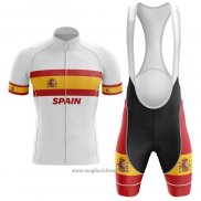 2020 Abbigliamento Ciclismo Campione Spagna Bianco Manica Corta e Salopette