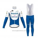 2020 Abbigliamento Ciclismo Deceuninck Quick Step Bianco Azul Manica Lunga e Salopette