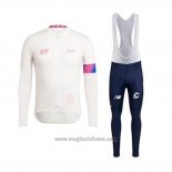 2020 Abbigliamento Ciclismo EF Education First-Drapac Bianco Manica Lunga e Salopette