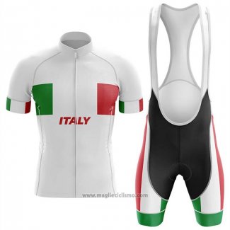 2020 Abbigliamento Ciclismo Italia Bianco Manica Corta e Salopette