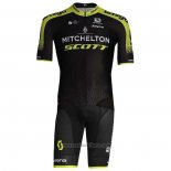 2020 Abbigliamento Ciclismo Mitchelton-Scott Nero Giallo Manica Corta e Salopette