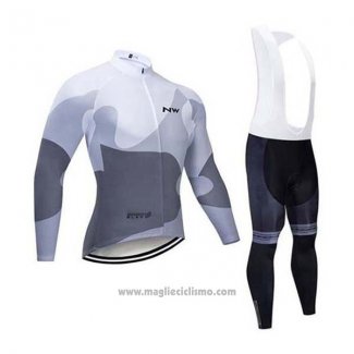 2020 Abbigliamento Ciclismo Northwave Bianco Grigio Manica Lunga e Salopette