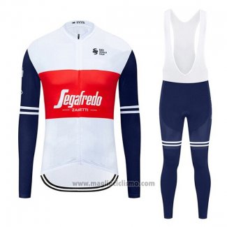 2020 Abbigliamento Ciclismo Segafredo Zanetti Bianco Rosso Manica Lunga e Salopette