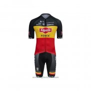 2021 Abbigliamento Ciclismo Alpecin Fenix Campione Belgio Manica Corta e Salopette