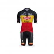 2021 Abbigliamento Ciclismo Alpecin Fenix Campione Belgio Manica Corta e Salopette