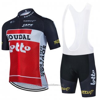 2021 Abbigliamento Ciclismo Lotto Soudal Nero Bianco Rosso Manica Corta e Salopette