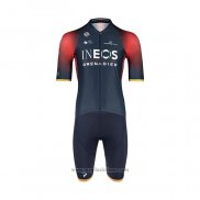 2022 Abbigliamento Ciclismo Ineos Grenadiers Scuro Blu Rosso Manica Corta e Salopette