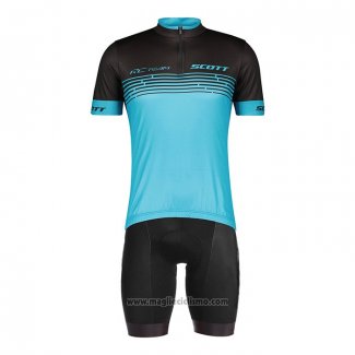 2022 Abbigliamento Ciclismo Scott Blu Manica Corta e Salopette