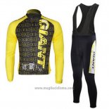 2010 Abbigliamento Ciclismo Giant Nero e Giallo Manica Lunga e Salopette