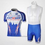 2010 Abbigliamento Ciclismo Katusha Blu e Blu Manica Corta e Salopette