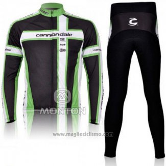 2011 Abbigliamento Ciclismo Cannondale Bianco e Verde Manica Lunga e Salopette