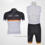 2011 Abbigliamento Ciclismo Trek Leqpard Campione Germania Nero e Giallo Manica Corta e Salopette
