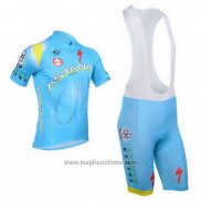 2013 Abbigliamento Ciclismo Astana Celeste Manica Corta e Salopette