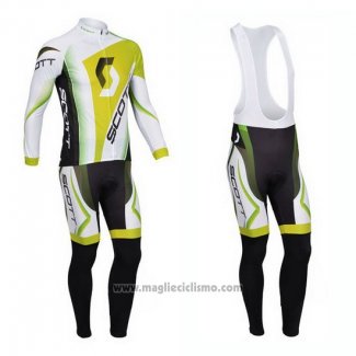 2013 Abbigliamento Ciclismo Scott Bianco e Giallo Manica Lunga e Salopette