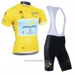 2014 Abbigliamento Ciclismo Tour de France Lider Astana Lider Giallo Manica Corta e Salopette