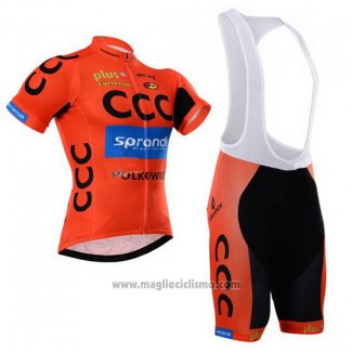 2015 Abbigliamento Ciclismo CCC Nero e Arancione Manica Corta e Salopette