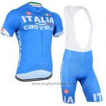 2015 Abbigliamento Ciclismo Italia Bianco e Celeste Manica Corta e Salopette