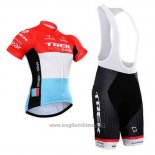 2015 Abbigliamento Ciclismo Trek Factory Racing Factory Racing Bianco Rosso Manica Corta e Salopette