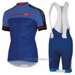 2016 Abbigliamento Ciclismo Castelli Blu Manica Corta e Salopette