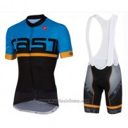 2016 Abbigliamento Ciclismo Castelli Blu Nero Manica Corta e Salopette