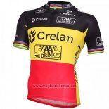 2016 Abbigliamento Ciclismo Crelan AA Nero e Giallo Manica Corta e Salopette