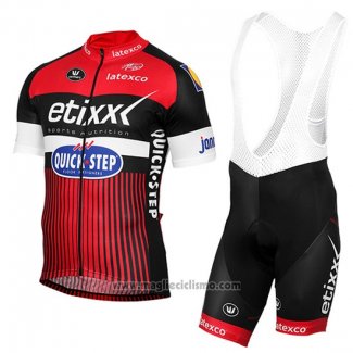 2016 Abbigliamento Ciclismo Etixx Quick Step Rosso e Nero Manica Corta e Salopette