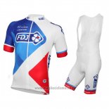 2016 Abbigliamento Ciclismo FDJ Bianco e Rosso Manica Corta e Salopette