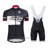 2016 Abbigliamento Ciclismo Santini Nero e Bianco Manica Corta e Salopette