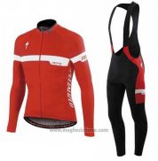 2016 Abbigliamento Ciclismo Specialized Ml Rosso e Bianco Manica Lunga e Salopette