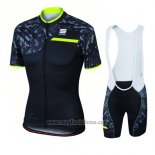 2016 Abbigliamento Ciclismo Sportful Verde e Nero Manica Corta e Salopette