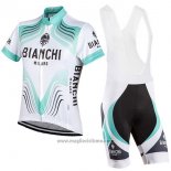 2017 Abbigliamento Ciclismo Bianchi Milano Bianco Manica Corta e Salopette