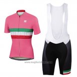2017 Abbigliamento Ciclismo Donne Sportful Rosa Manica Corta e Salopette